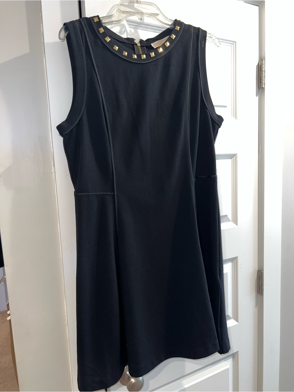 MICHAEL Michael Kors Black Sleeveless Stud-Trim A-Line Dress
